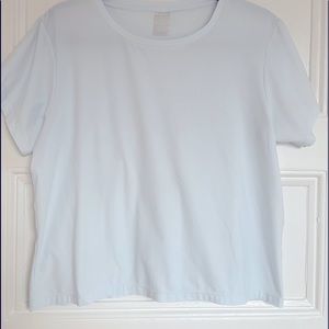 We Over Me for Bandier race length athletic t shirt in icy light blue size XL